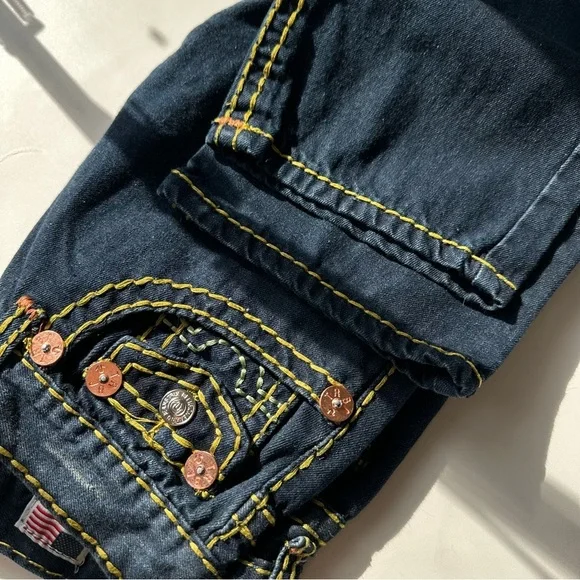 ✅Sold✅ True Religion Jeans Joey Big T Vintage USA Dark Wash Contrast Stitch - Picture 5 of 9